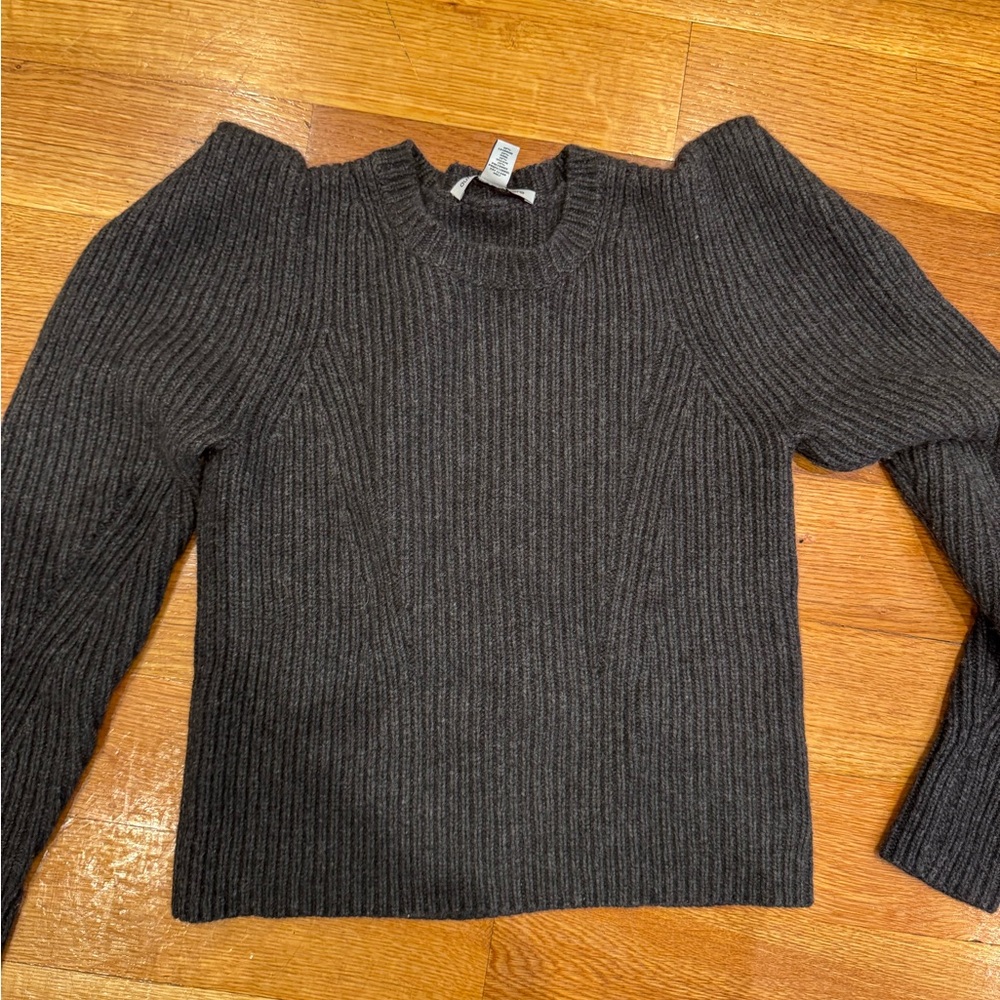 Autumn Cashmere Dark Gray Ribbed Sweater